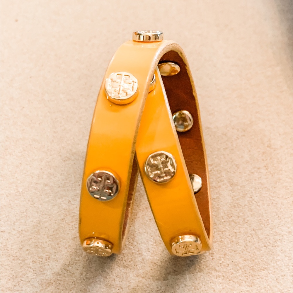 Tory Burch Patent Leather Logo Wrap Bracelet